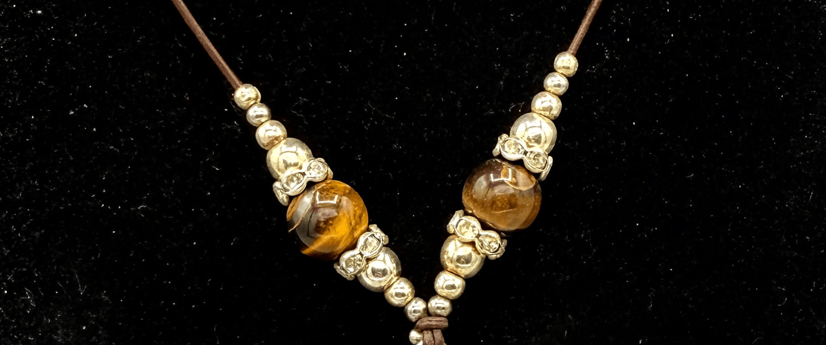 Silver Spiral Tiger’s Eye & Swarovski Necklace - Twysted Treasures