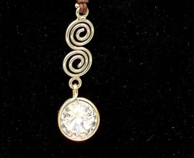 Silver Spiral Tiger’s Eye & Swarovski Necklace - Twysted Treasures